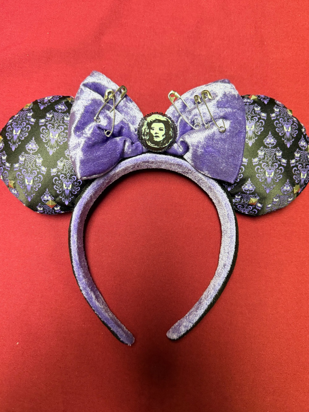 Disney Parks Haunted Mansion Purple Velvet Bow Minnie Mouse Headband